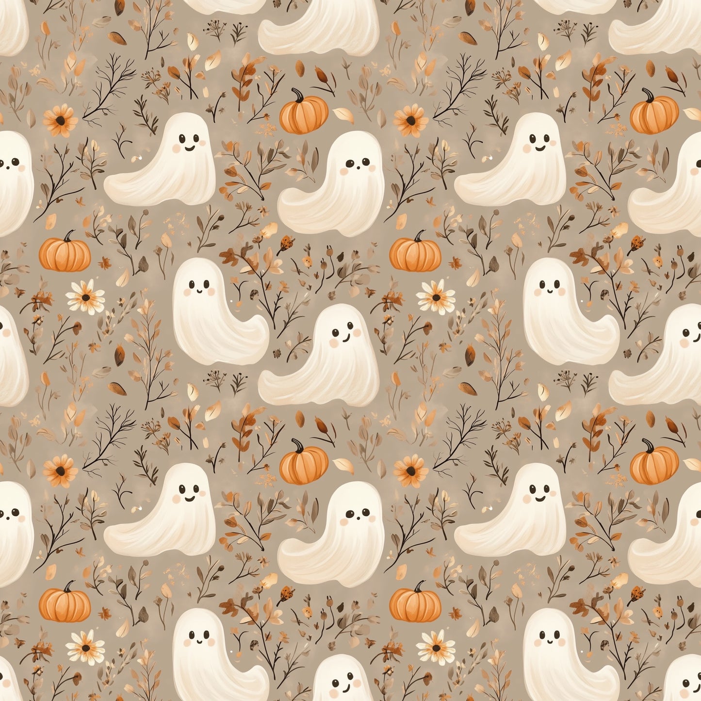 Cute Ghosts Digital Seamless Pattern