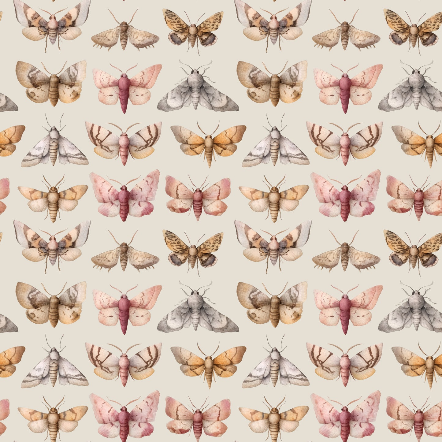Pretty Moths Digital Seamless Pattern