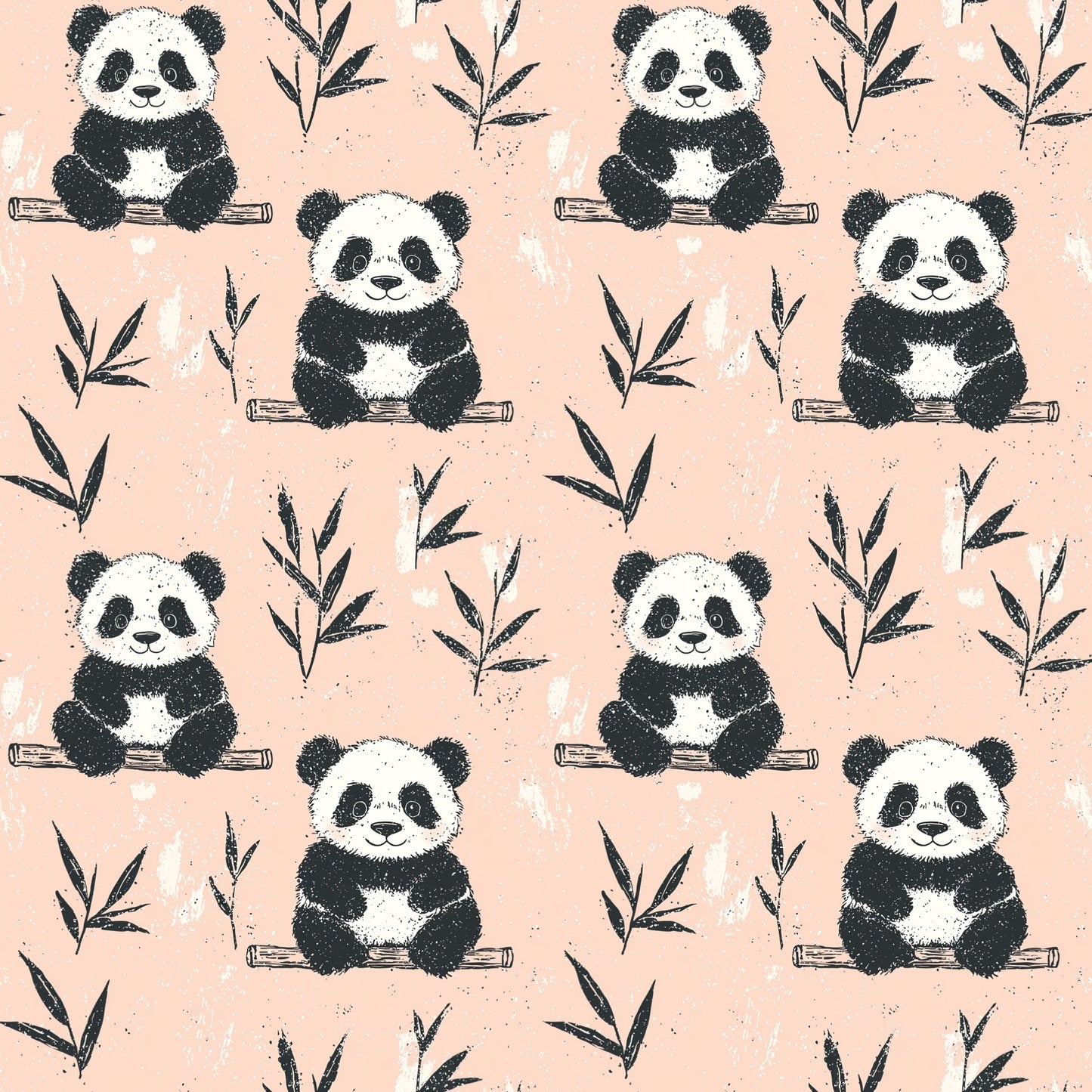 Pink Pandas Digital Seamless Pattern