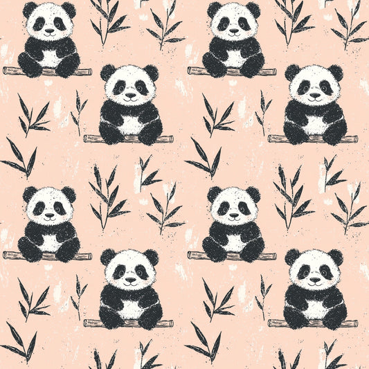 Pink Pandas Digital Seamless Pattern
