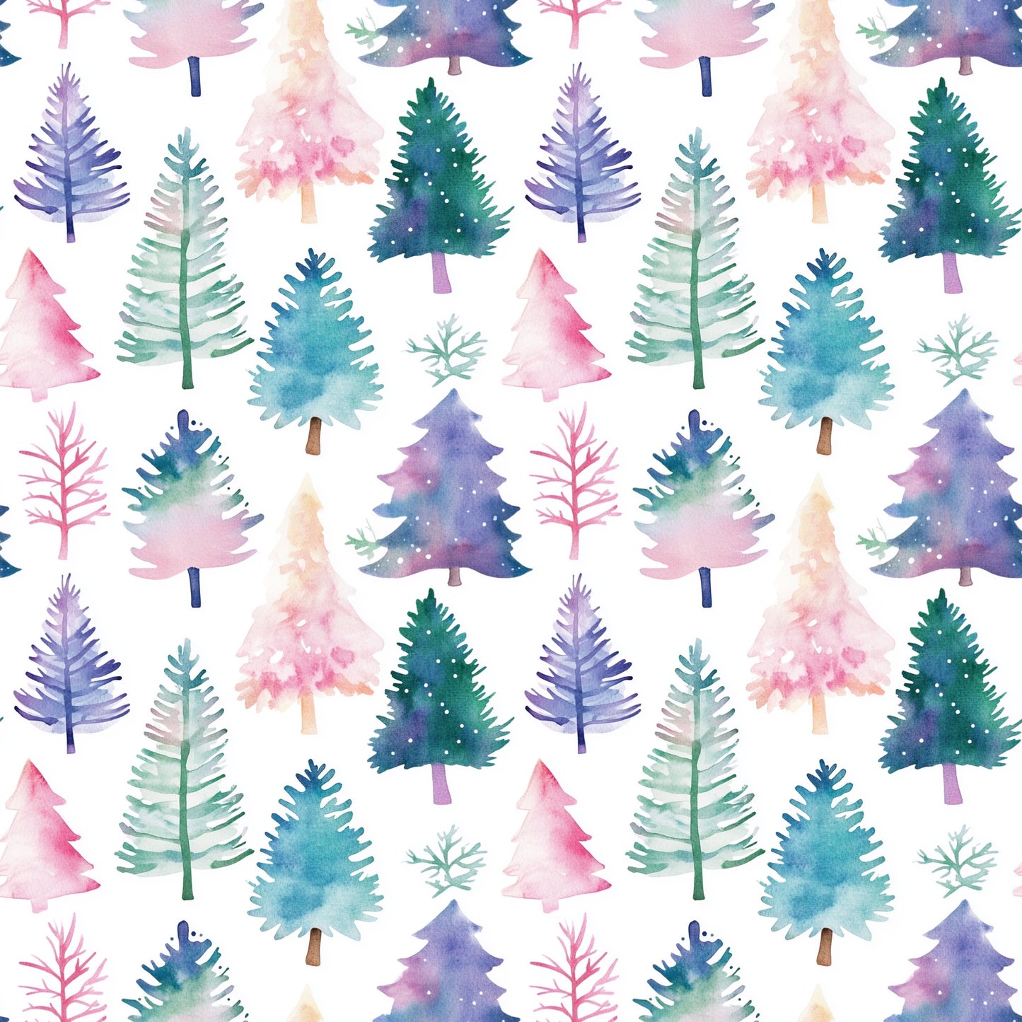 Pastel Christmas Trees Digital Seamless Pattern