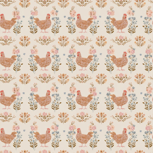 Pretty Vintage Hens Digital Seamless Pattern