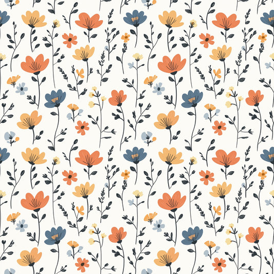 Primary Blooms Digital Seamless Pattern