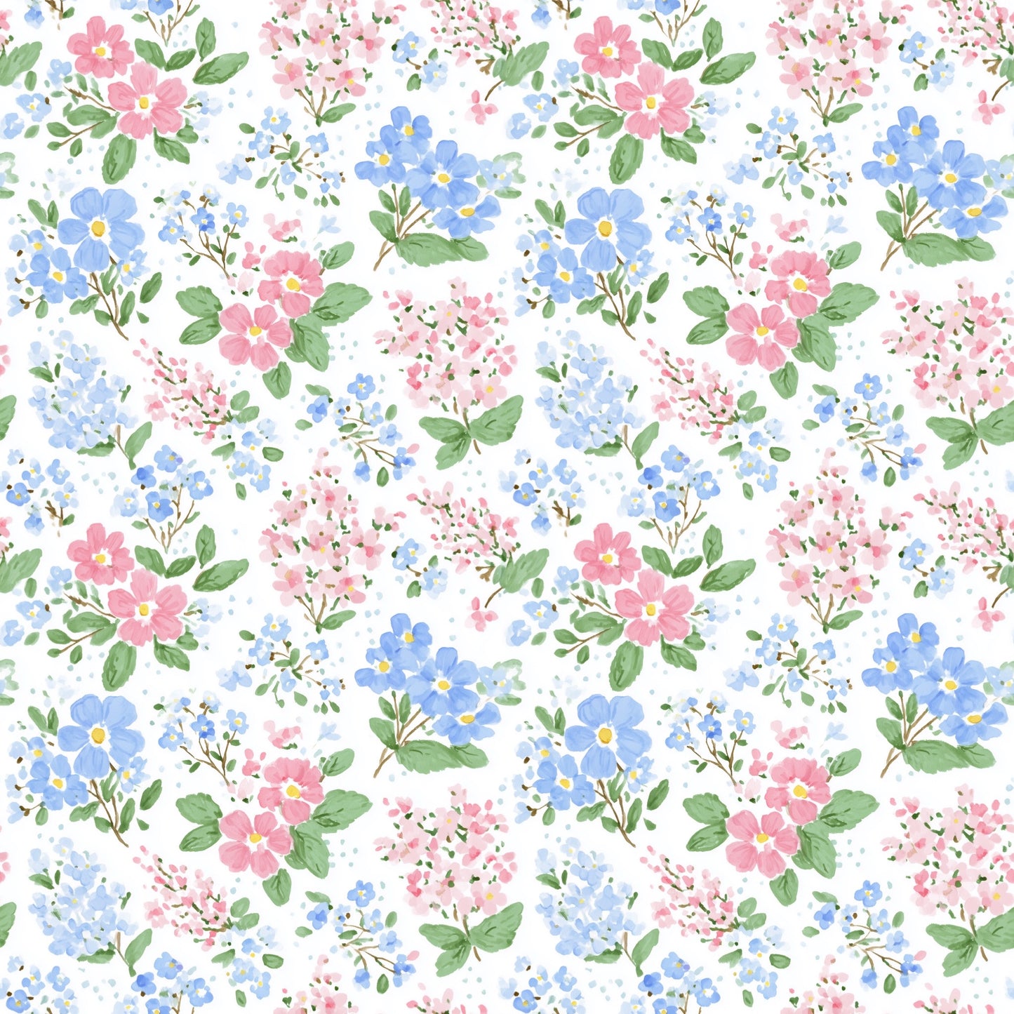 Primrose Blossoms Digital Seamless Pattern