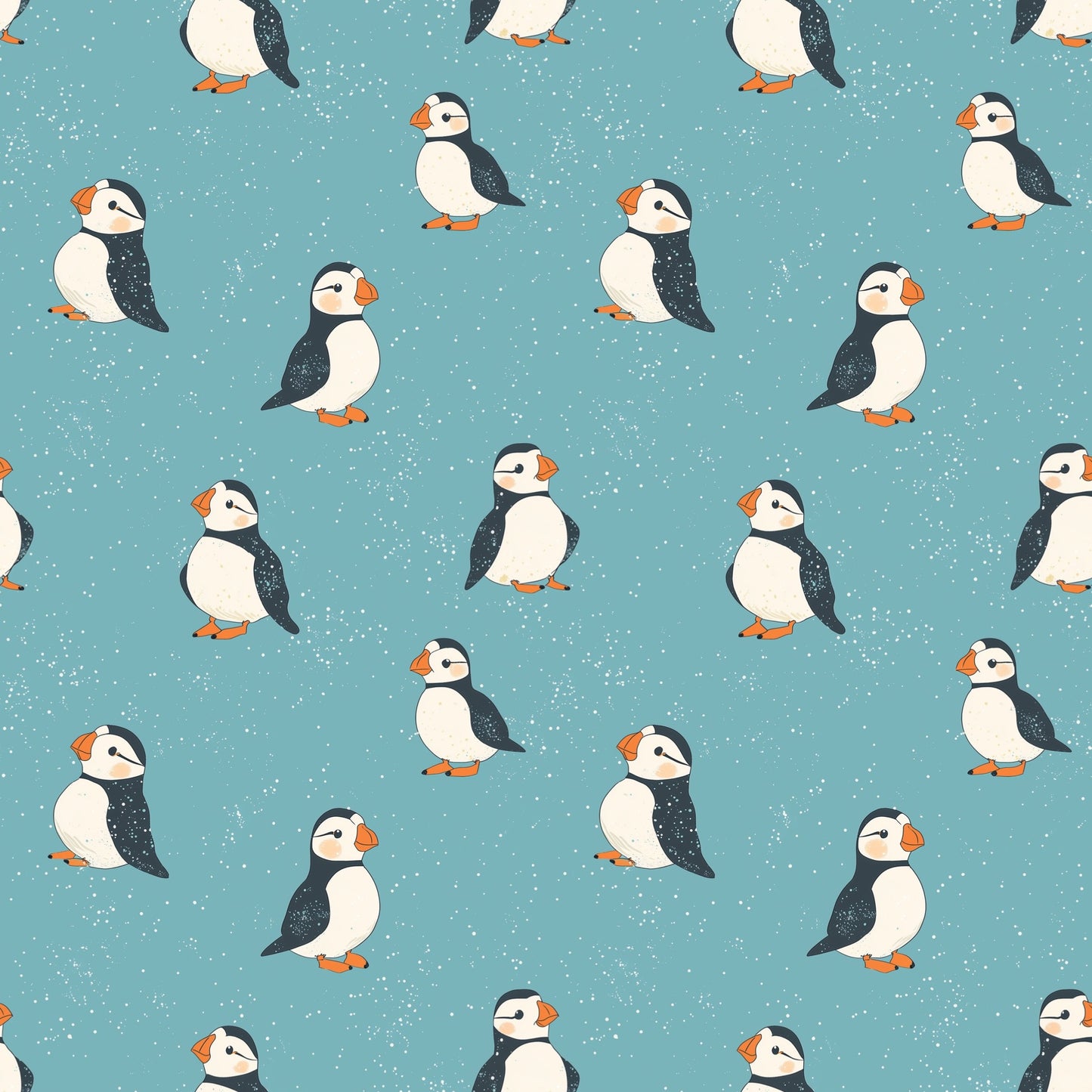 Puffins Digital Seamless Pattern
