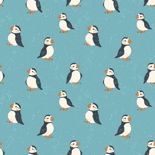 Puffins Digital Seamless Pattern