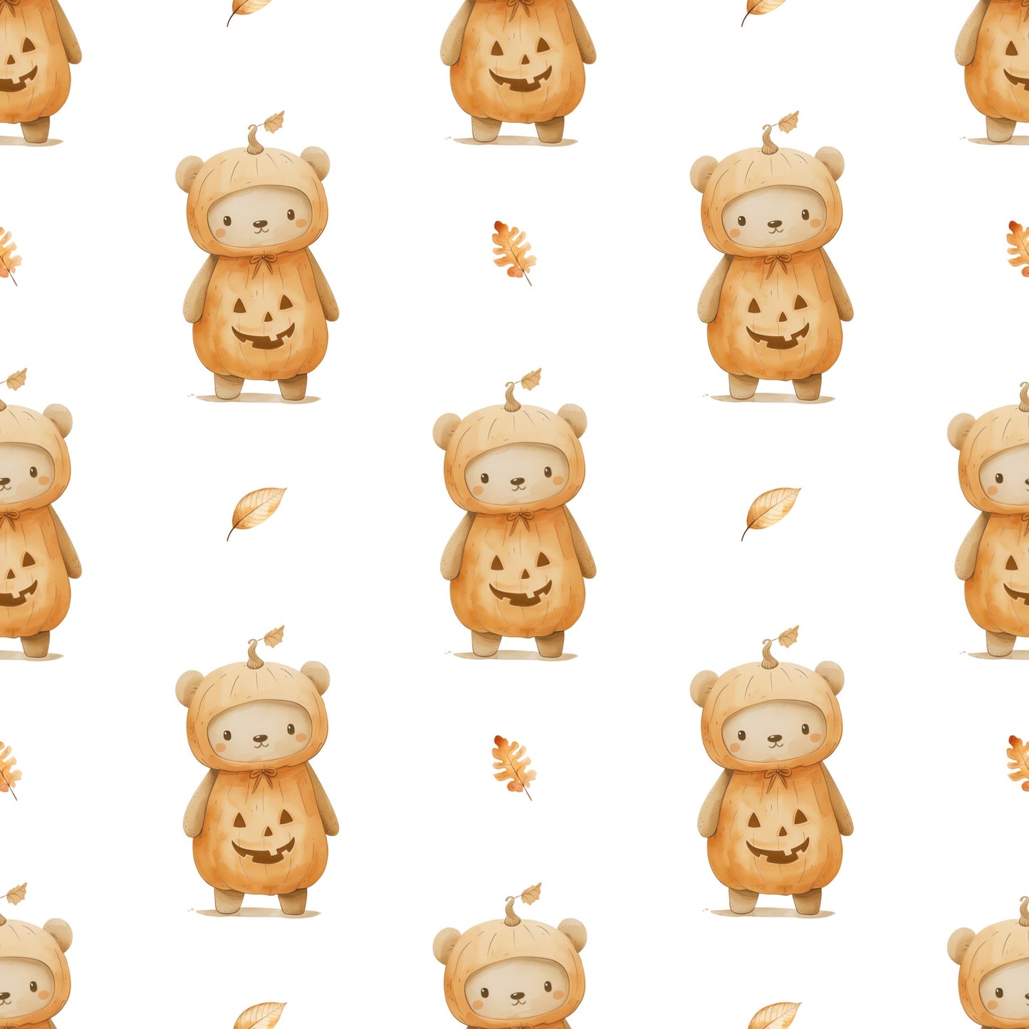 Pumpkin Bear Digital Seamless Pattern