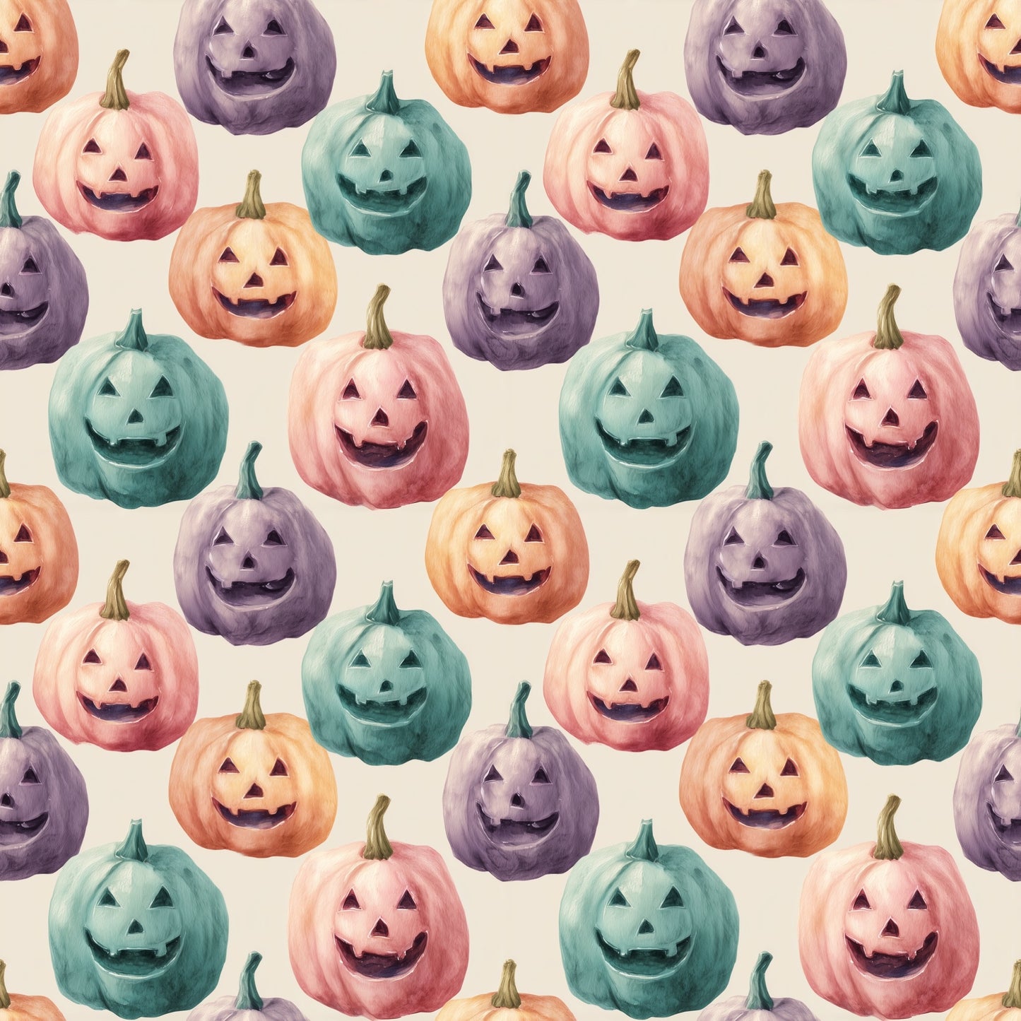 Pumpkin Heads Digital Seamless Pattern