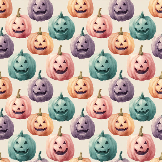 Pumpkin Heads Digital Seamless Pattern