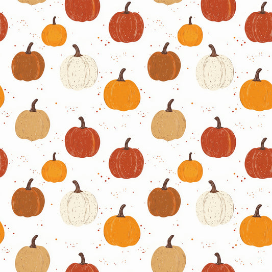 Pumpkin Picking Digital Seamless Pattern