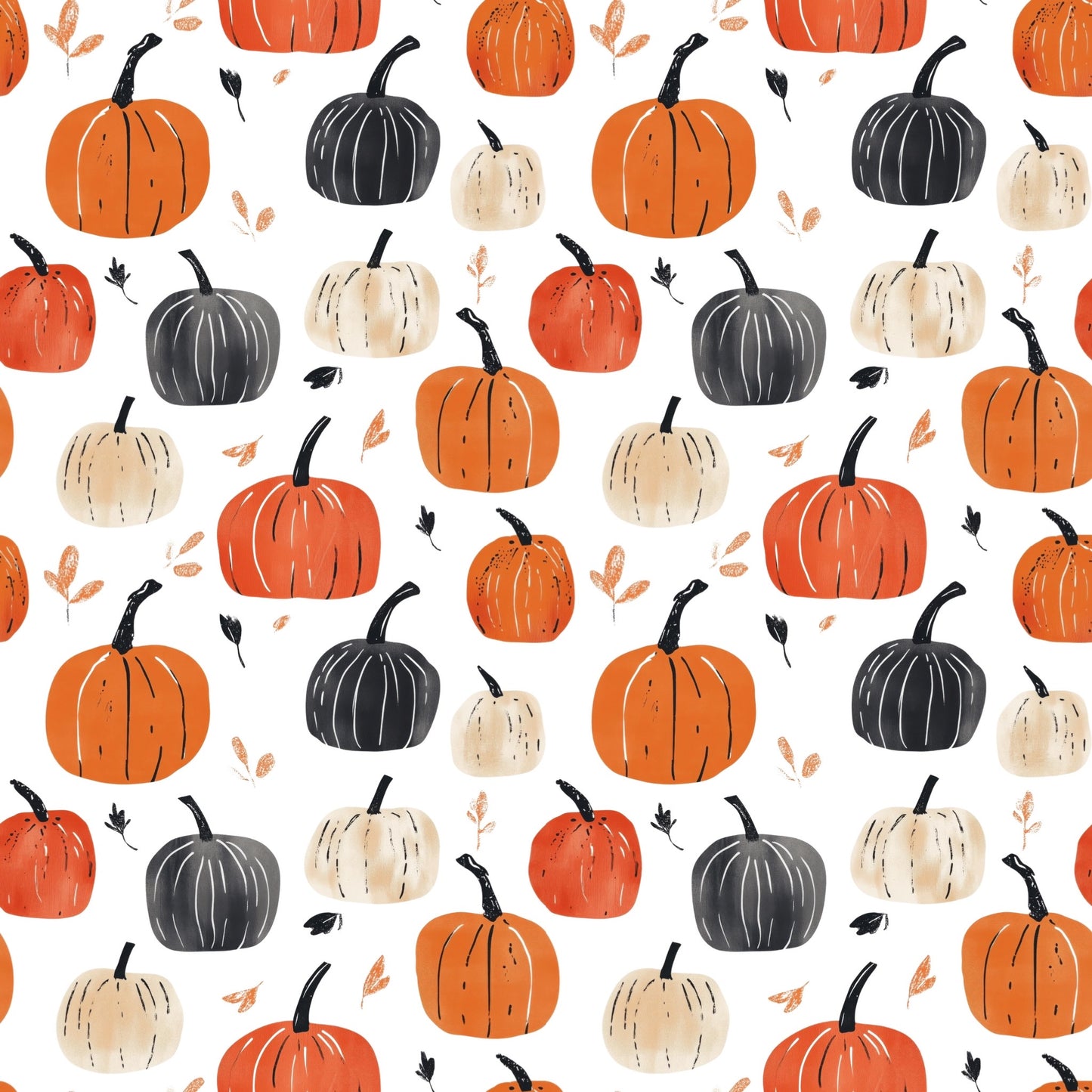 Pumpkin Picking Digital Seamless Pattern