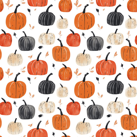 Pumpkin Picking Digital Seamless Pattern