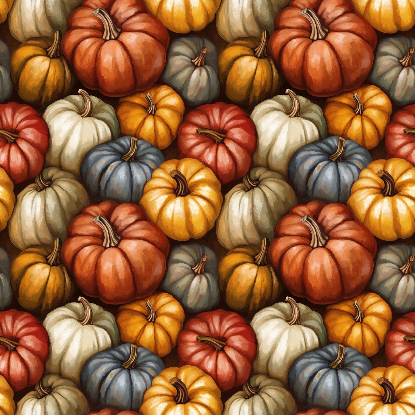 Autumn Pumpkin Stack Digital Seamless Pattern