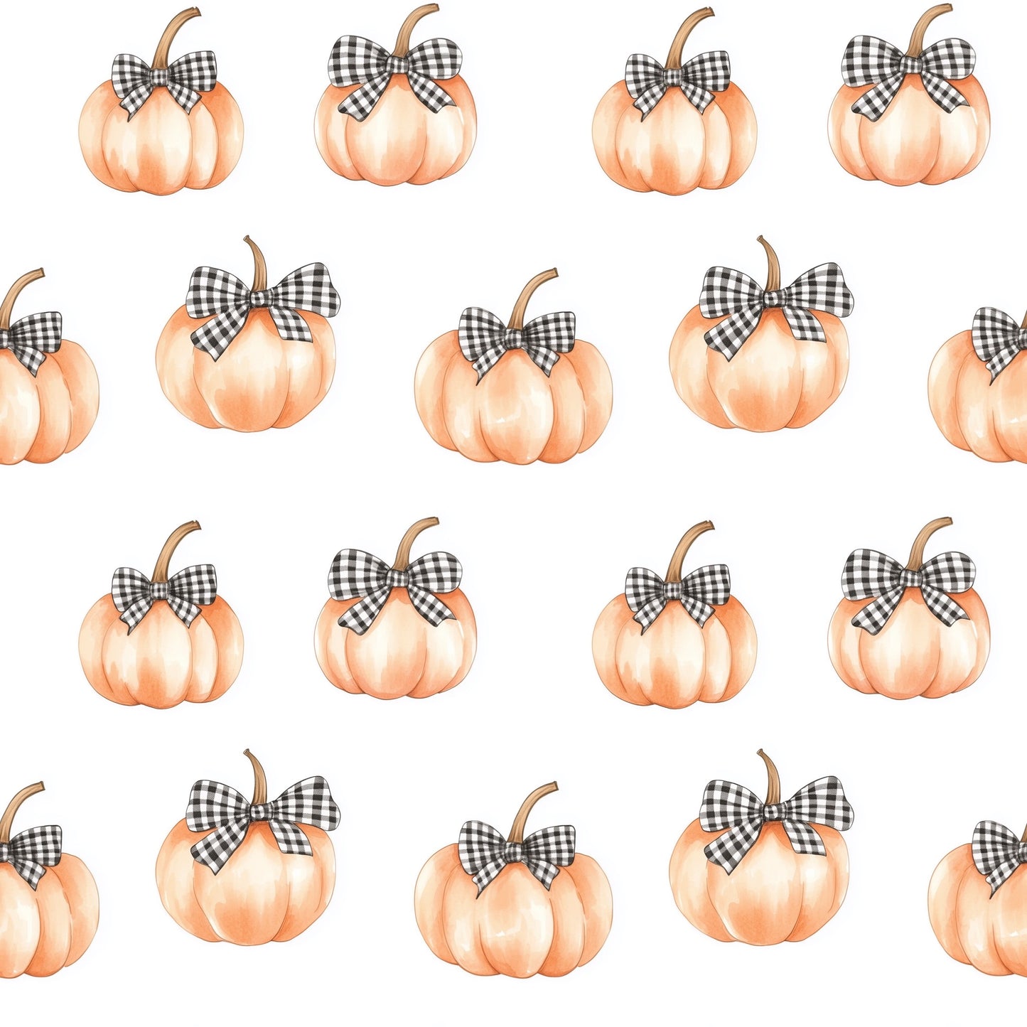 Gingham Bow Pumpkins Digital Seamless Pattern