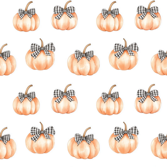 Gingham Bow Pumpkins Digital Seamless Pattern