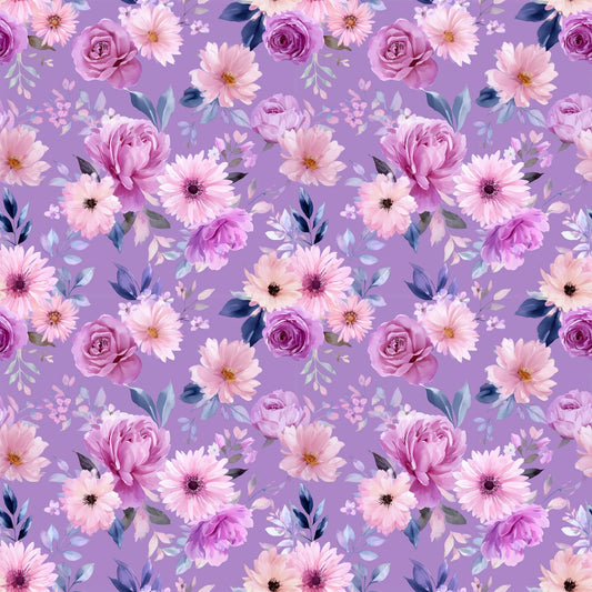 Purple Blossoms Digital Seamless Pattern