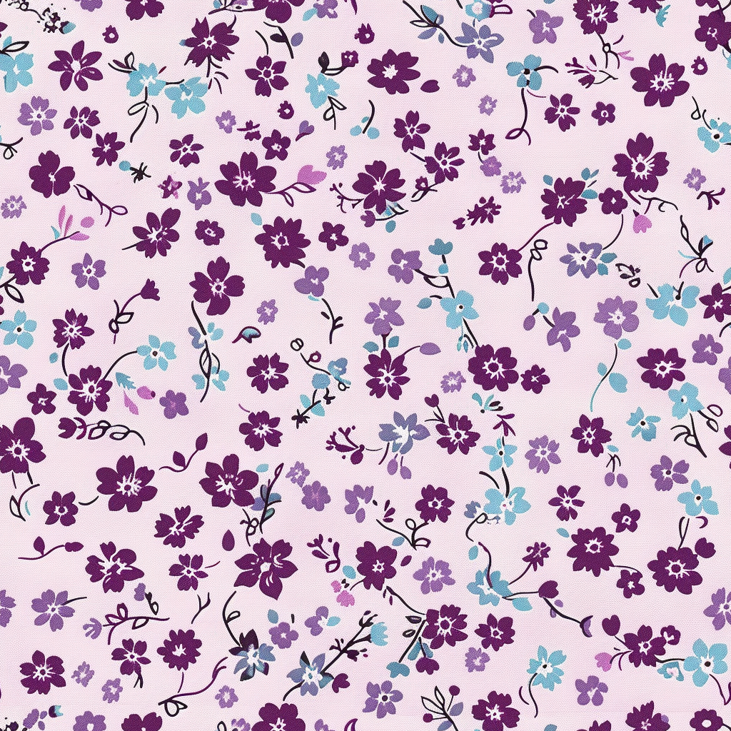 Purple & Blue Ditsy Floral Digital Seamless Pattern