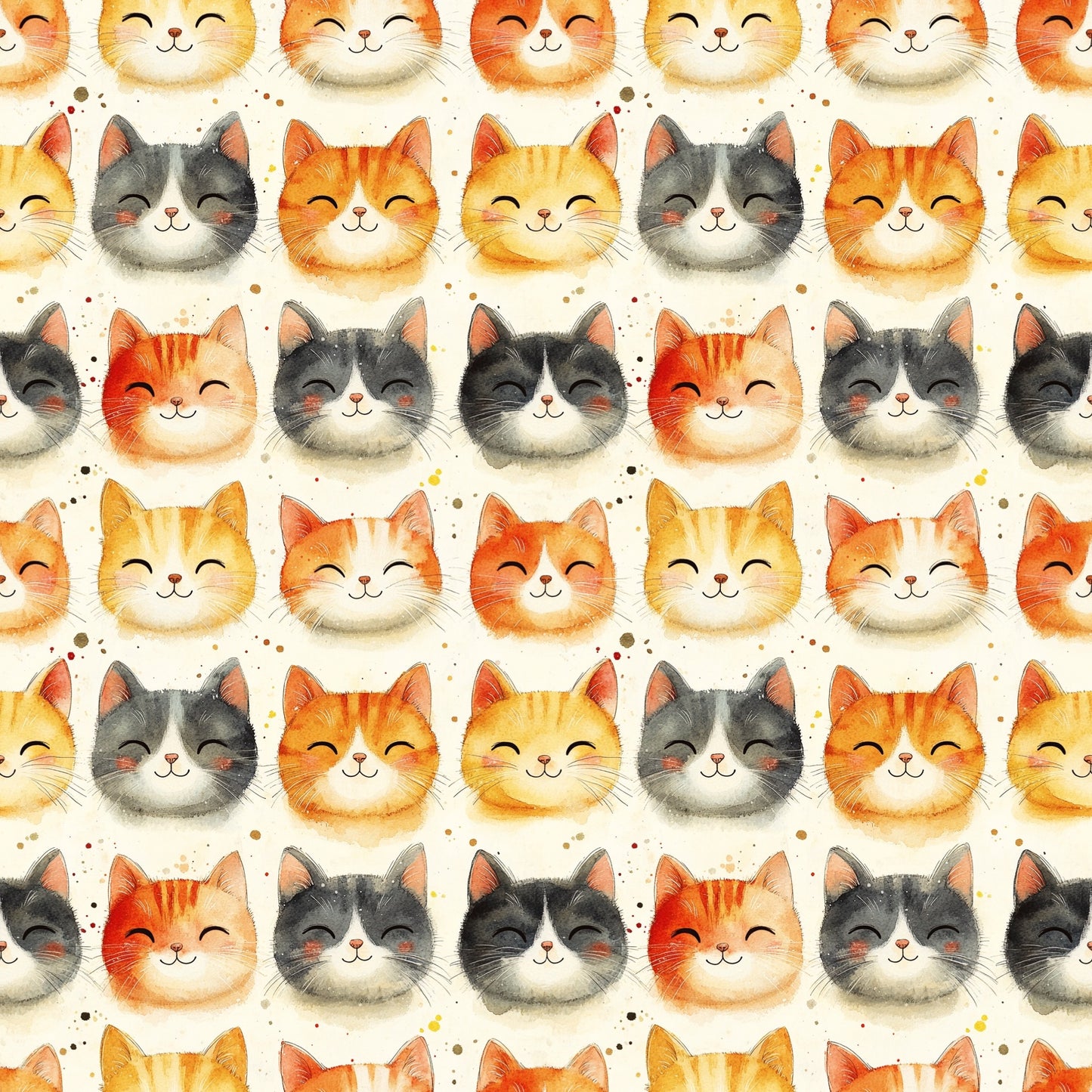 Purring Cats Digital Seamless Pattern
