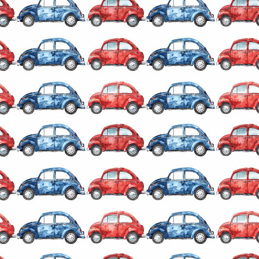 Red & Blue Cars Digital Seamless Pattern