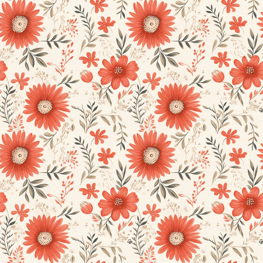 Red Flowers Digital Seamless Pattern