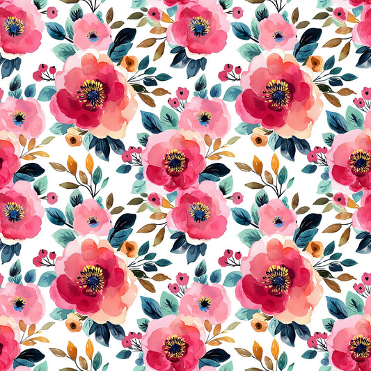 Red Pink Green Watercolour Digital Seamless Pattern