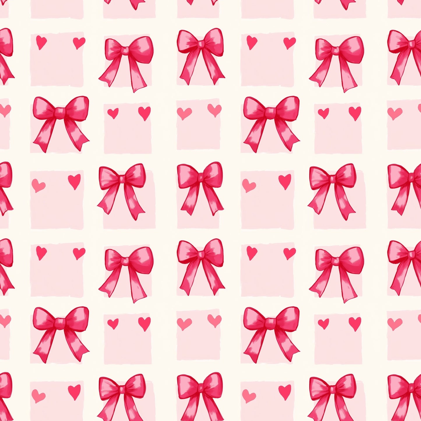 Red Ribbon Hearts Digital Seamless Pattern