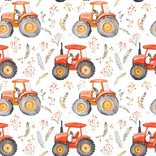 Red Tractors Digital Seamless Pattern