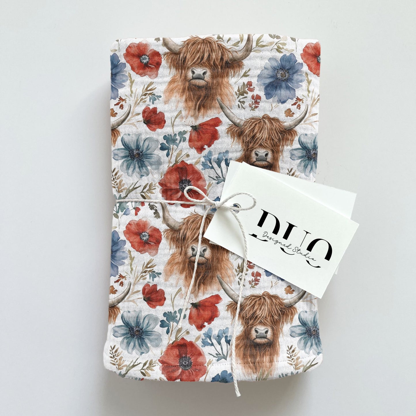 Red & Blue Highland Cows Digital Seamless Pattern