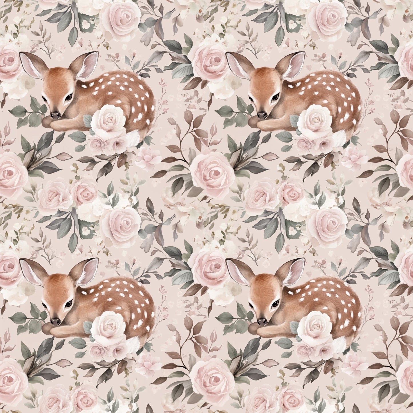 Pink Resting Deer Digital Seamless Pattern