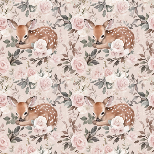 Pink Resting Deer Digital Seamless Pattern