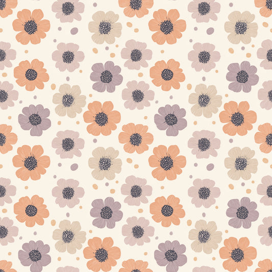 Retro Flower Heads Digital Seamless Pattern