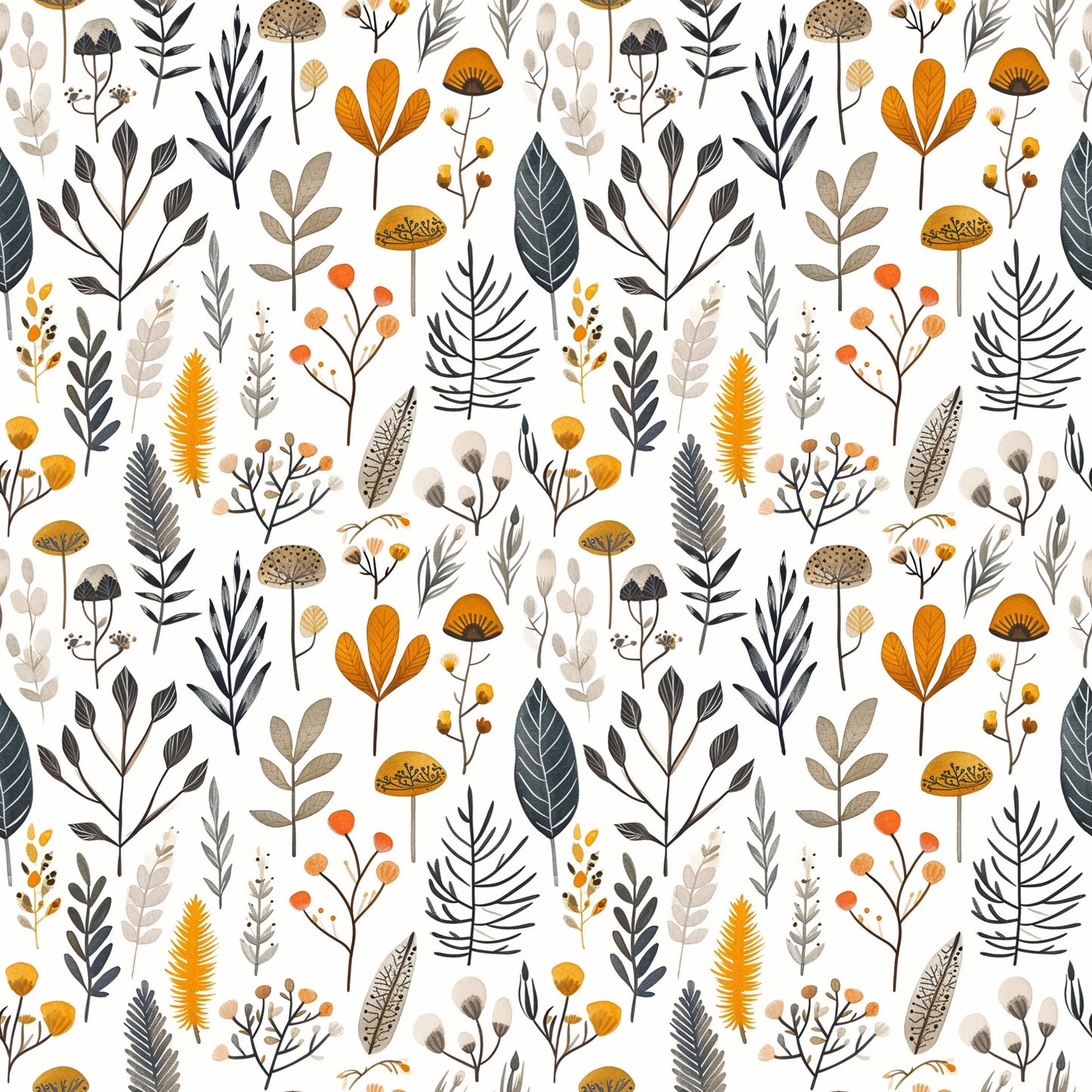 Retro Leaves Digital Seamless Pattern