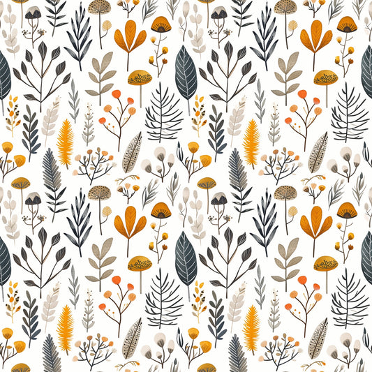 Retro Leaves Digital Seamless Pattern