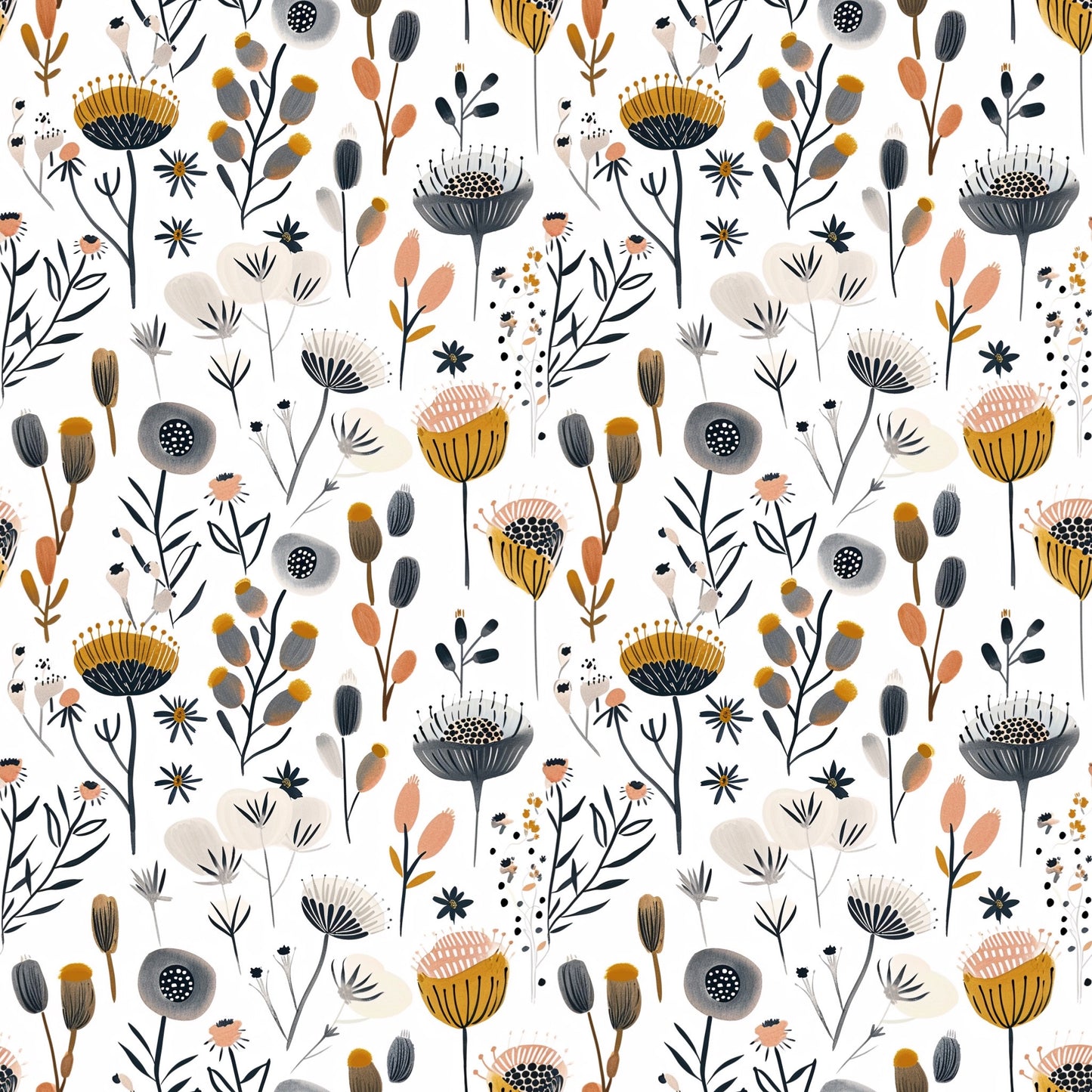 Retro Meadow Digital Seamless Pattern