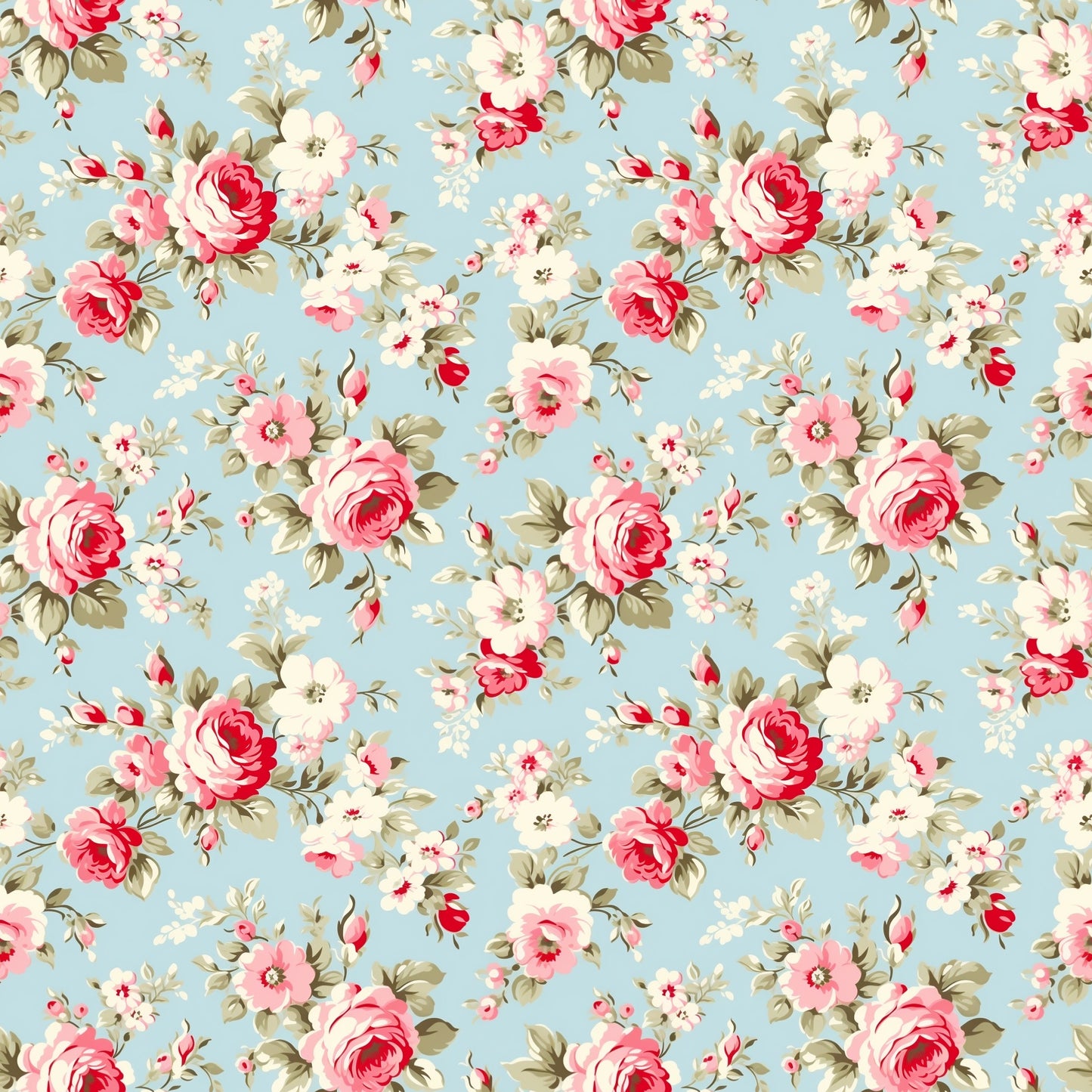 Retro Roses Digital Seamless Pattern
