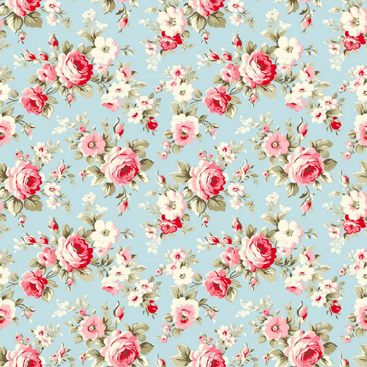 Retro Roses Digital Seamless Pattern