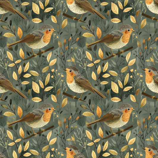 Robins Digital Seamless Pattern