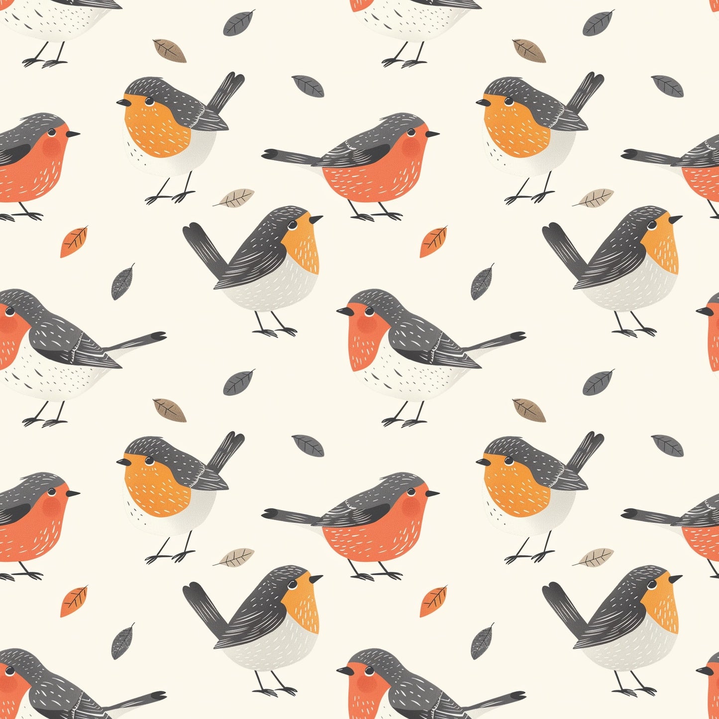 Christmas Robins Digital Seamless Pattern