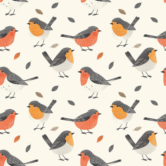 Christmas Robins Digital Seamless Pattern