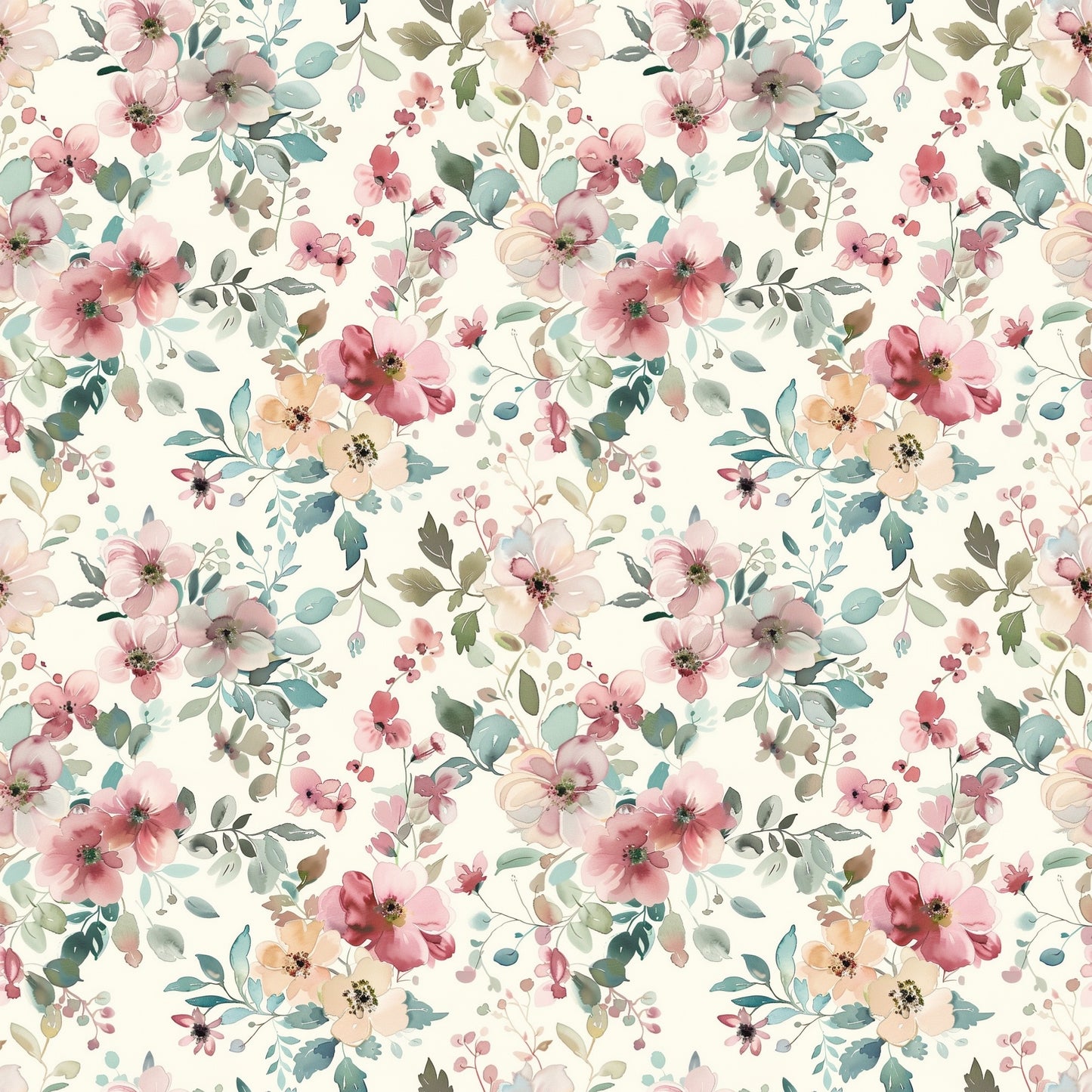 Romantic Floral Digital Seamless Pattern