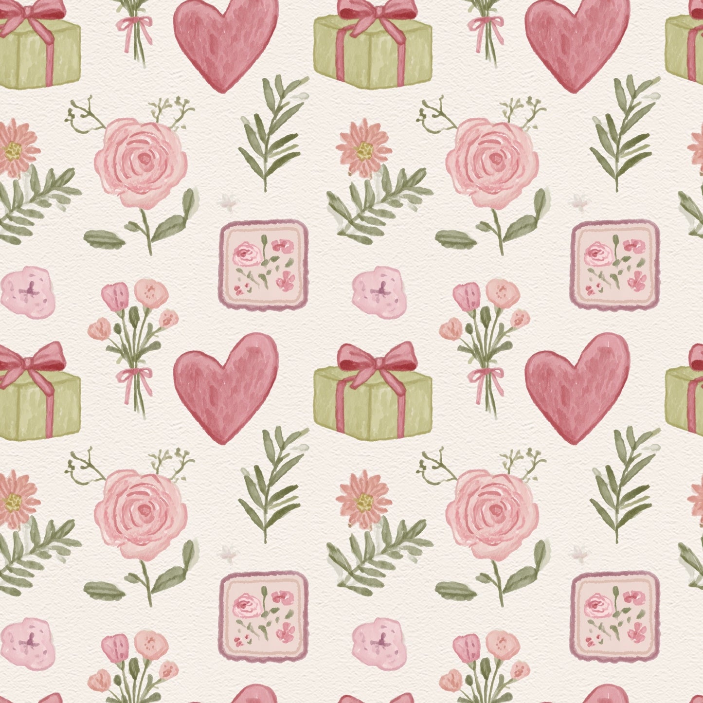 Romantic Watercolour Floral Digital Seamless Pattern