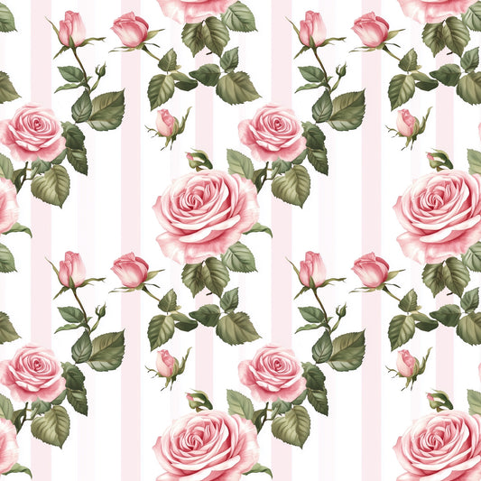 Roses & Stripes Digital Seamless Pattern