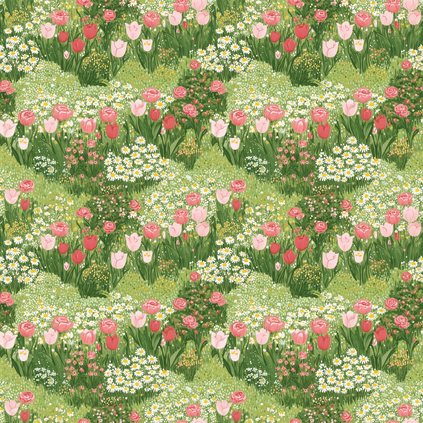 Rosey Garden Beds Digital Seamless Pattern