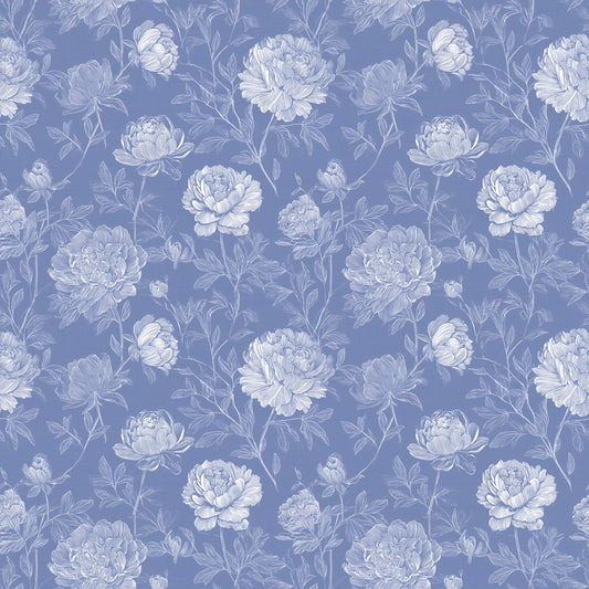 Royal Blue Navy Floral Digital Seamless Pattern