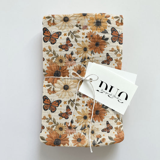 Rust Fall Butterflies & Flowers Digital Seamless Pattern