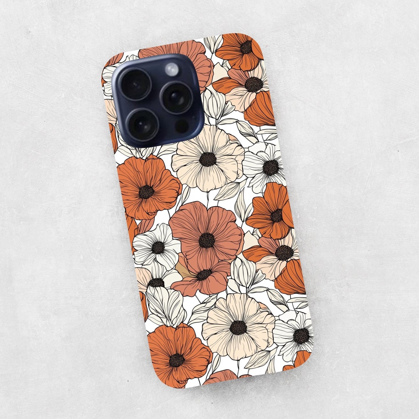 Rust Flowers Digital Seamless Pattern