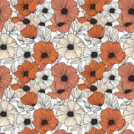 Rust Flowers Digital Seamless Pattern