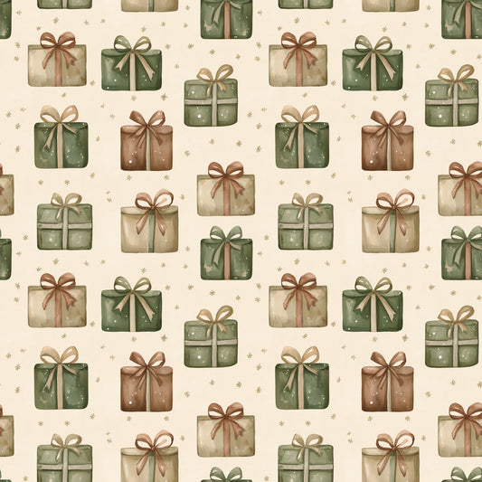 Rustic Christmas Gifts Digital Seamless Pattern