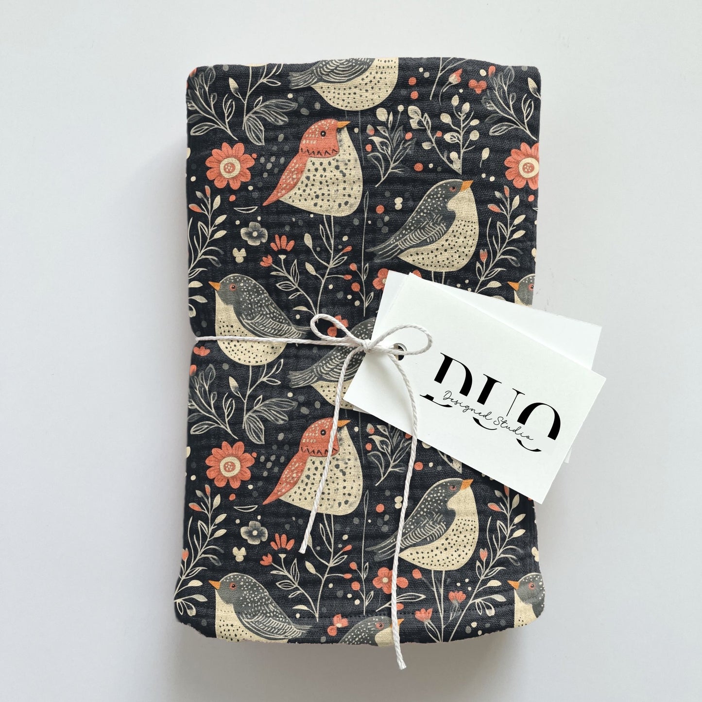 Rustic Folk Birds Digital Seamless Pattern