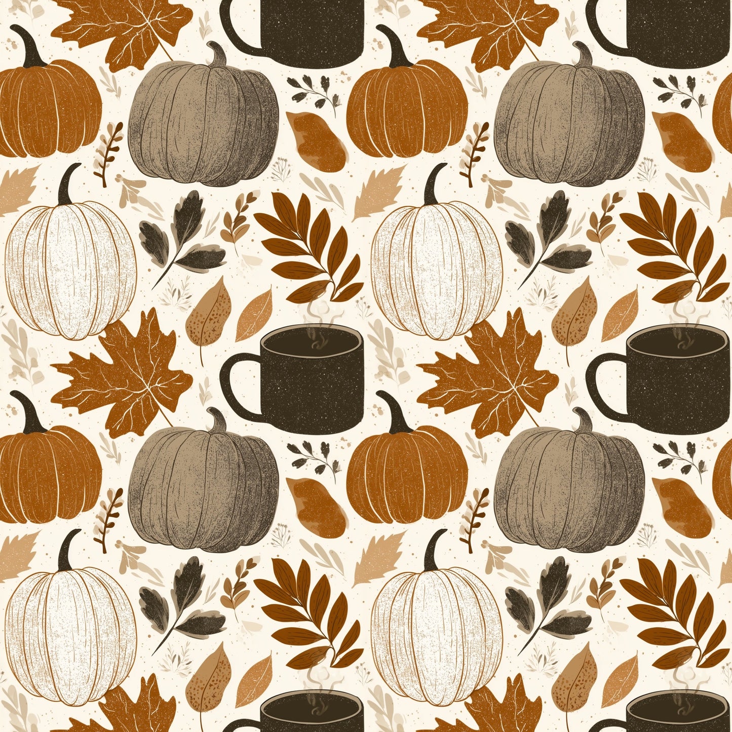 Rustic Pumpkin Patch Digital Seamless Pattern